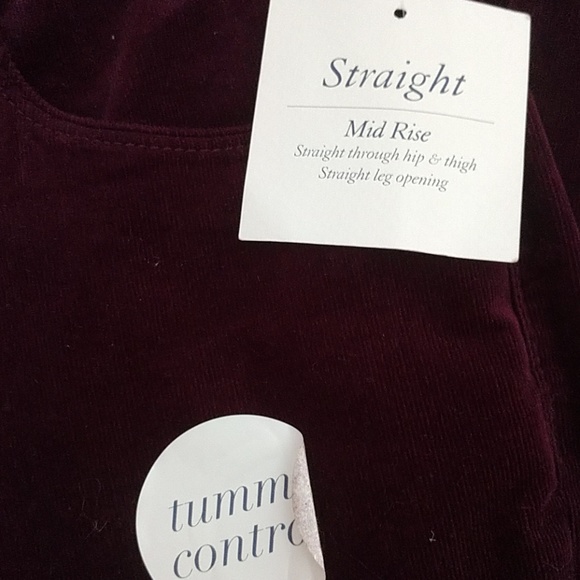 JN Purple Pinwhale Corduroy Jeans Straght Leg Mid-Rise Tummy Control Stretch NWT - Picture 2 of 5